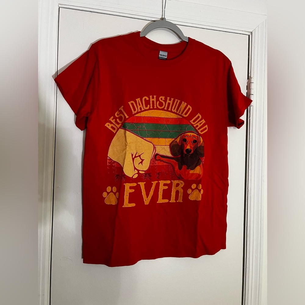 Red Best Dachshund Dad Forever Short Sleeve Shirt
Size Medium